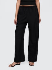 Gap Black Linen-Blend Easy Wide-Hem Trousers - Image 3 of 5