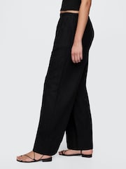 Gap Black Linen-Blend Easy Wide-Hem Trousers - Image 4 of 5