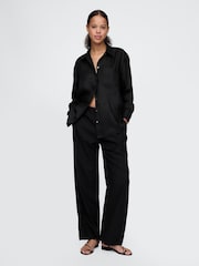 Gap Black Linen-Blend Easy Wide-Hem Trousers - Image 5 of 5