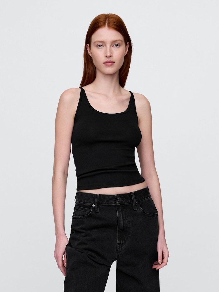 Gap Black Modern Cropped Cami Top - Image 1 of 4