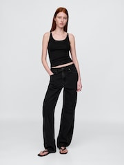 Gap Black Modern Cropped Cami Top - Image 3 of 4