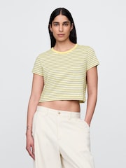 Gap Yellow/Black Stripe Cotton VintageSoft Cropped Striped T-Shirt - Image 1 of 5