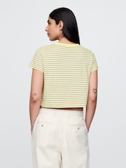 Gap Yellow/Black Stripe Cotton VintageSoft Cropped Striped T-Shirt - Image 2 of 5