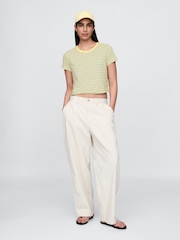Gap Yellow/Black Stripe Cotton VintageSoft Cropped Striped T-Shirt - Image 3 of 5