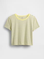 Gap Yellow/Black Stripe Cotton VintageSoft Cropped Striped T-Shirt - Image 4 of 5