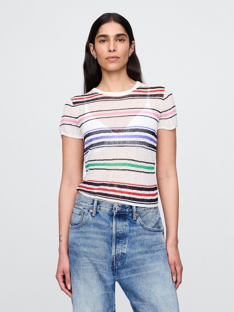 Variadas en blanco - Camiseta transparente de canalé de Gap - Imagen 1 de 5