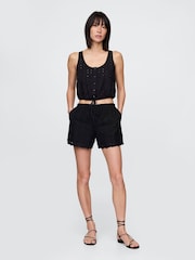 Gap Black High Rise Eyelet Easy Shorts - Image 4 of 5