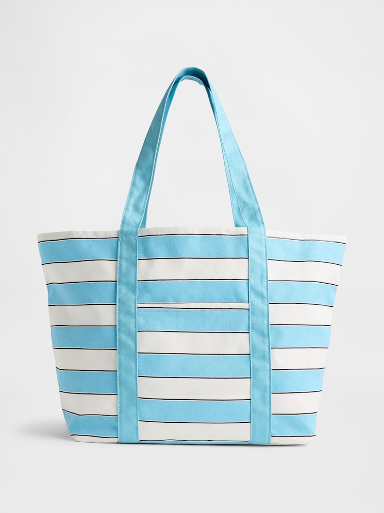 Gap Blue & White Canvas Stripe Tote Bag - Image 1 of 4