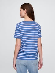 Gap Blue/White Stripe Crew Neck Vintage Short Sleeve T-Shirt - Image 2 of 5