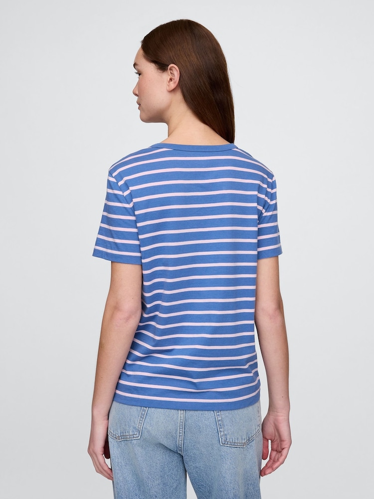 Gap Blue/White Stripe Crew Neck Vintage Short Sleeve T-Shirt - Image 2 of 5