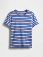 Gap Blue/White Stripe Crew Neck Vintage Short Sleeve T-Shirt - Image 4 of 5