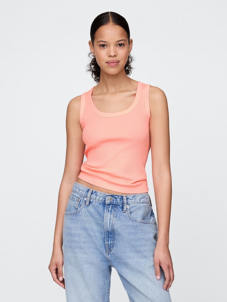 Oranje - Gap Ribbed Knit Cotton Stretch Scoop Vest - Image 1 of 5