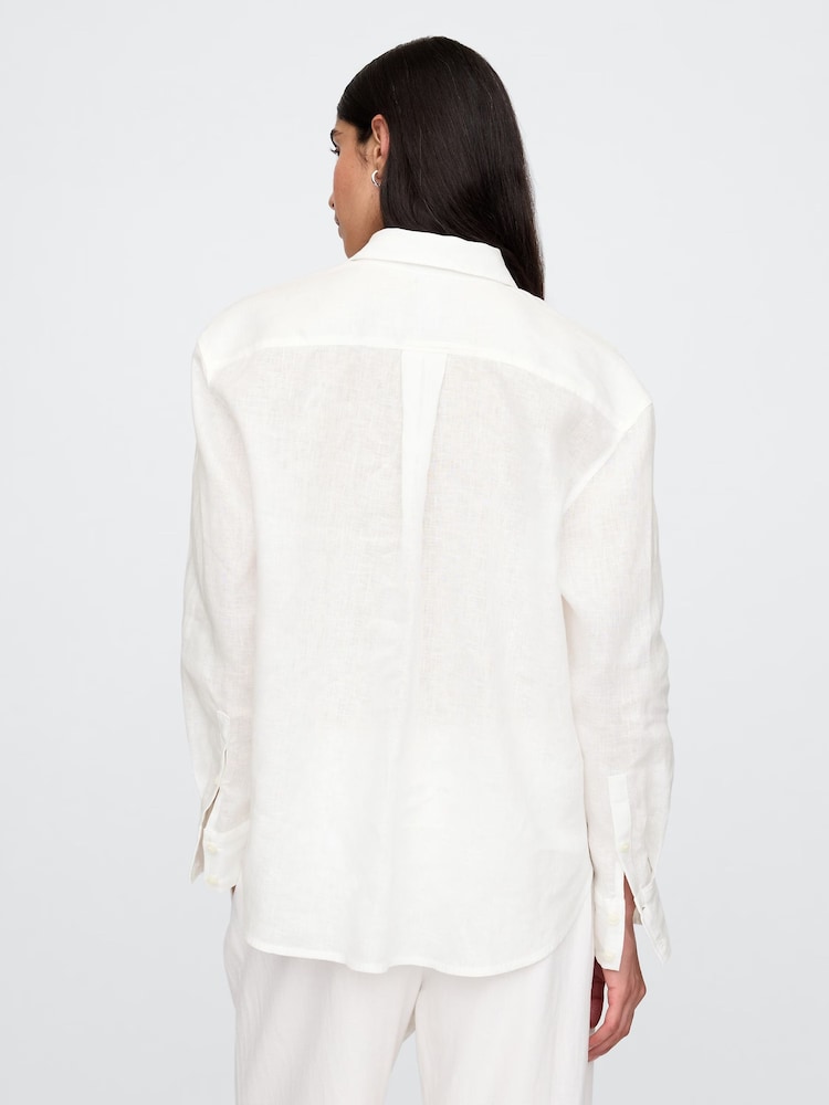 Gap White 100% Linen Oversized Shirt - Image 2 of 4 Gap White 100% Linen Oversized Shirt - Image 2 of 4