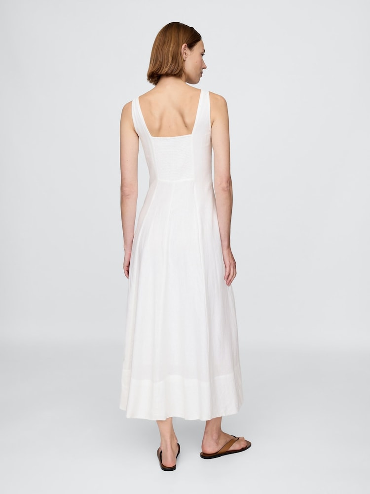 Gap White Linen-Blend Square-Neck Maxi Summer Dress - Image 2 of 5 Gap White Linen-Blend Square-Neck Maxi Summer Dress - Image 2 of 5