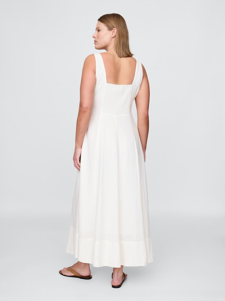 Gap White Linen-Blend Square-Neck Maxi Summer Dress - Image 5 of 5
