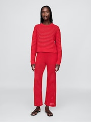 Gap Red Oversized Cotton Crochet Jumper - Image 6 of 8