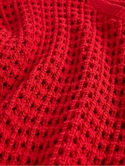 Gap Red Oversized Cotton Crochet Jumper - Image 8 of 8