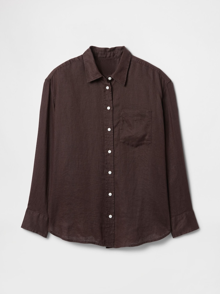 Gap Brown 100% Linen Oversized Shirt - Image 4 of 4 Gap Brown 100% Linen Oversized Shirt - Image 4 of 4