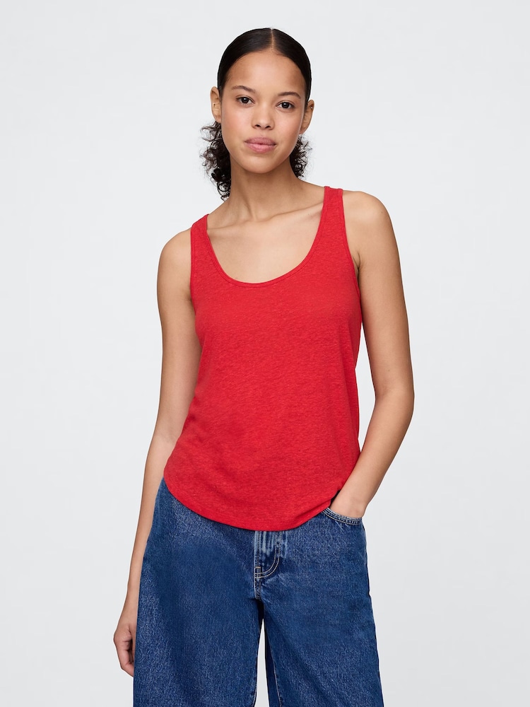 Gap Red Linen-Blend Racerback Vest - Image 1 of 4