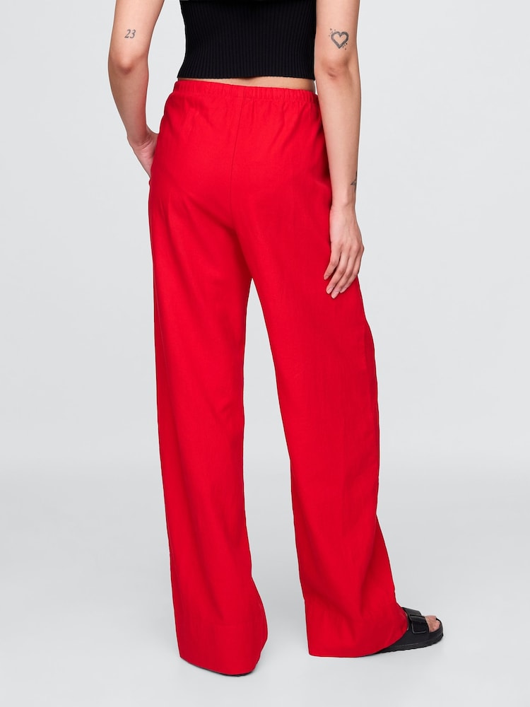 Gap Red Heavyweight Linen-Blend Easy Wide-Hem Trousers - Image 2 of 5