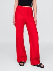 Gap Red Heavyweight Linen-Blend Easy Wide-Hem Trousers - Image 3 of 5