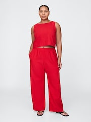 Gap Red Heavyweight Linen-Blend Easy Wide-Hem Trousers - Image 5 of 5
