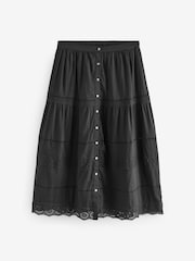 Gap Black Tiered Lace Trim Maxi Skirt - Image 1 of 4