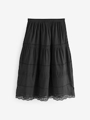 Gap Black Tiered Lace Trim Maxi Skirt - Image 2 of 4