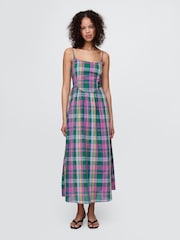 Gap Green Check Drop-Waist Maxi Dress - Image 1 of 5