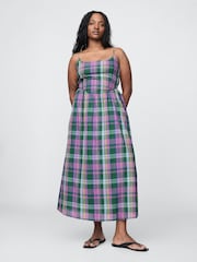 Gap Green Check Drop-Waist Maxi Dress - Image 4 of 5