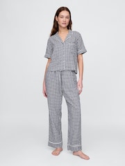 Gap Blue Gingham Trouser Linen Blend Pyjama Bottoms - Image 1 of 3