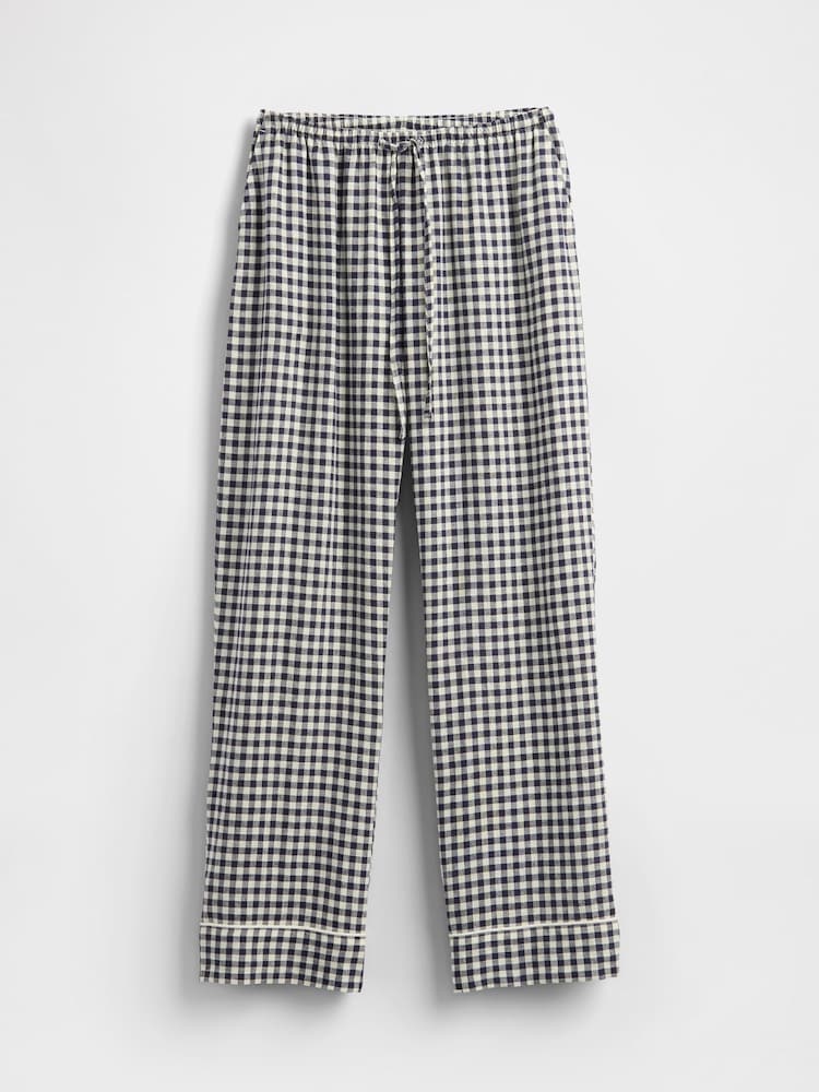 Gap Blue Gingham Trouser Linen Blend Pyjama Bottoms - Image 3 of 3