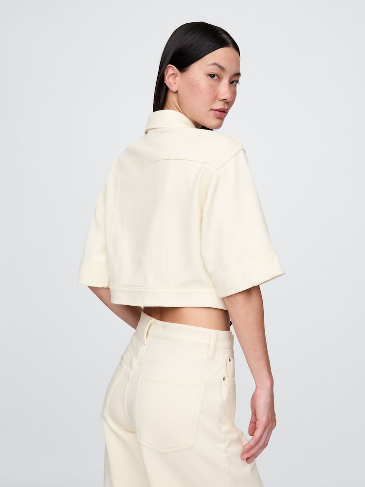 Crema - Gap Heavyweight French Terry Denim Cropped Jacket - Imagen 2 de 5