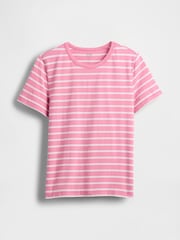 Gap Pink/White Stripe Crew Neck Vintage Short Sleeve T-Shirt - Image 4 of 5