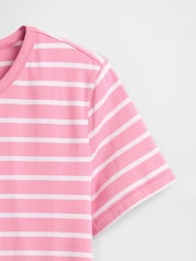 Gap Pink/White Stripe Crew Neck Vintage Short Sleeve T-Shirt - Image 5 of 5