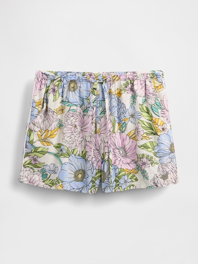Gap Pink Floral Short Linen Blend Pyjama Bottoms - Image 3 of 3