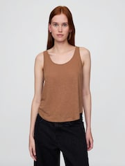 Gap Brown Linen-Blend Racerback Vest - Image 1 of 4