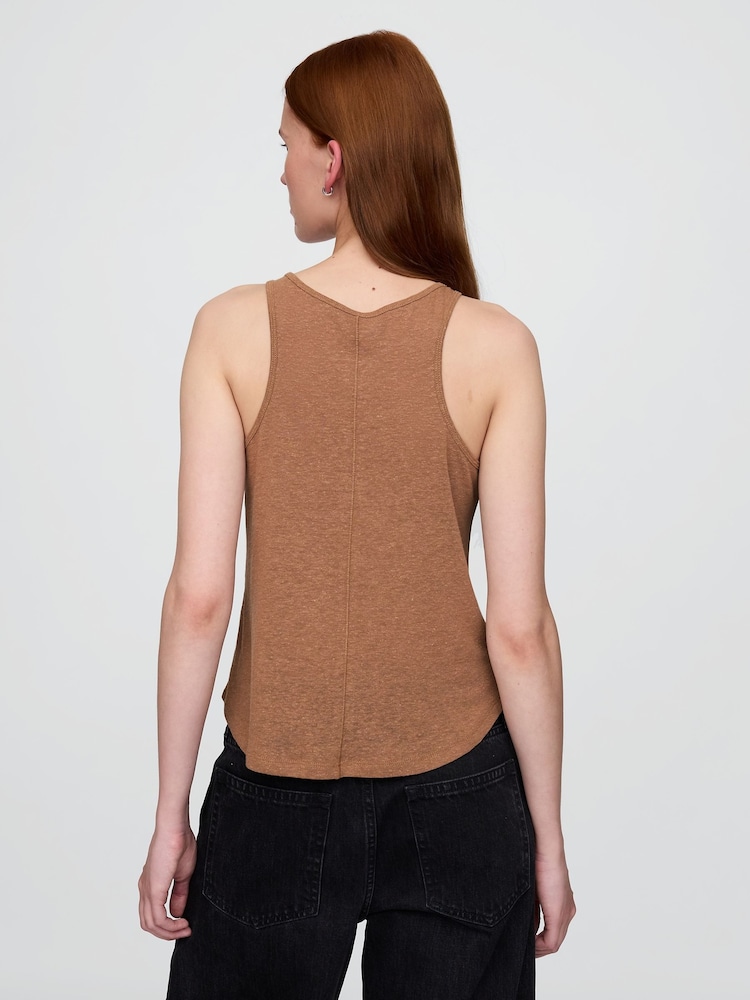 Gap Brown Linen-Blend Racerback Vest - Image 2 of 4 Gap Brown Linen-Blend Racerback Vest - Image 2 of 4