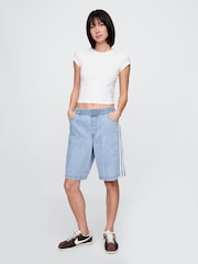 Gap Blue 11" Mid Rise UltraSoft Easy Longline Denim Shorts - Image 4 of 5