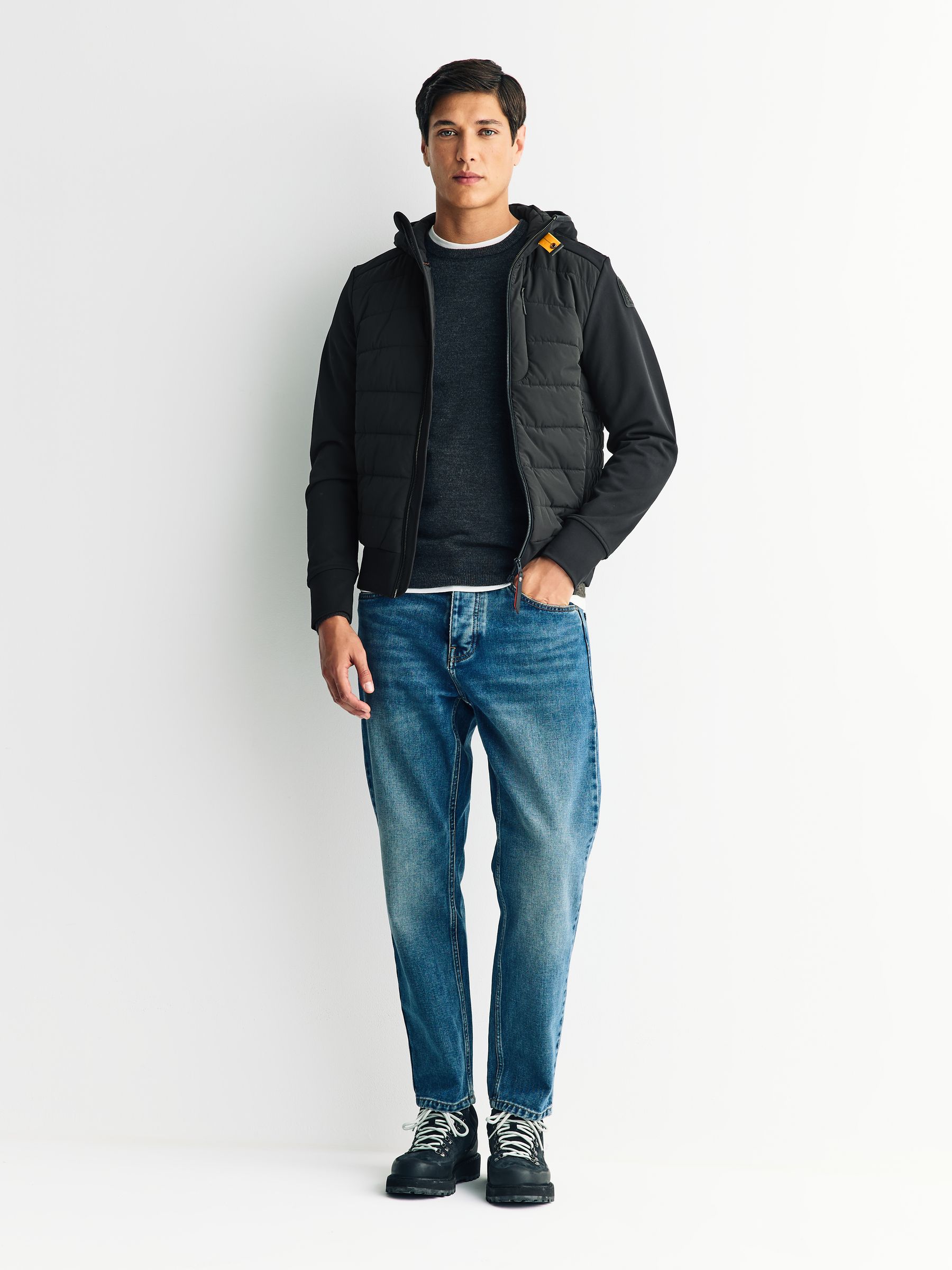 Buy Parajumpers Manfred Fleece Nylon Hooded Black Jacket from Next USA