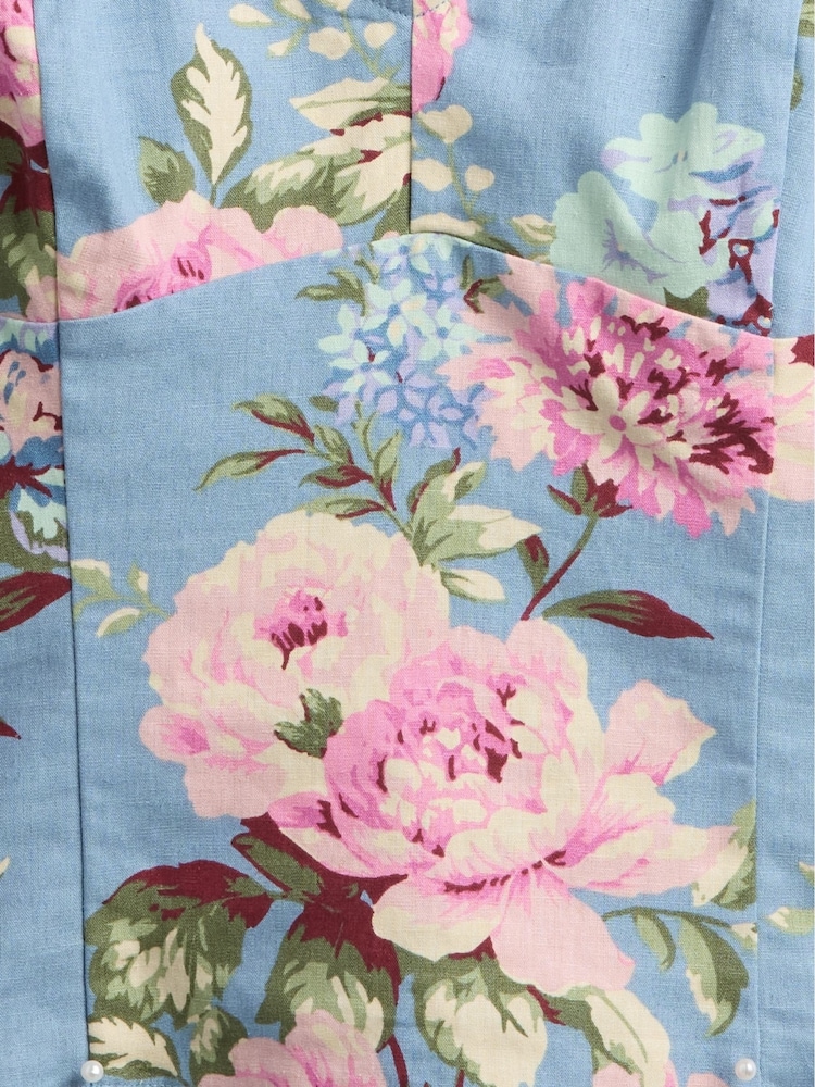 Gap Blue Floral Linen-Blend Tie-Strap Tank Top - Image 5 of 5