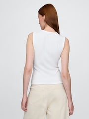 Gap White Cotton-Modal Modern Ribbed Cardigan Vest - Image 2 of 5