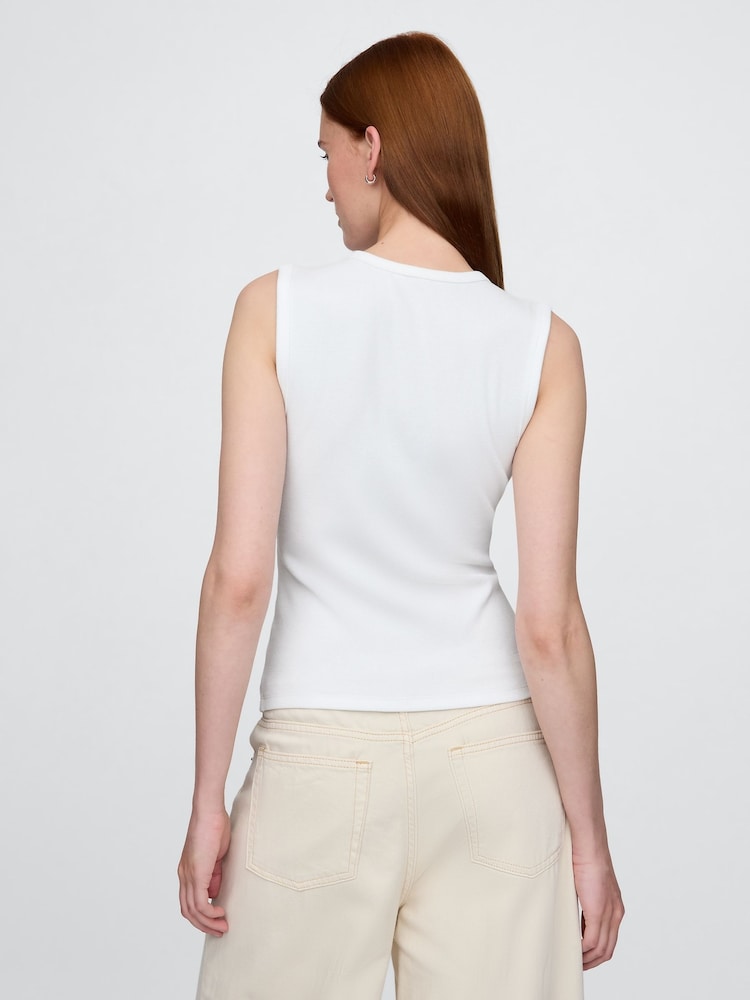 Gap White Cotton-Modal Modern Ribbed Cardigan Vest - Image 2 of 5