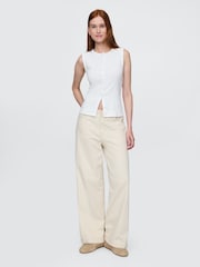 Gap White Cotton-Modal Modern Ribbed Cardigan Vest - Image 3 of 5