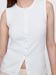 Gap White Cotton-Modal Modern Ribbed Cardigan Vest - Image 4 of 5