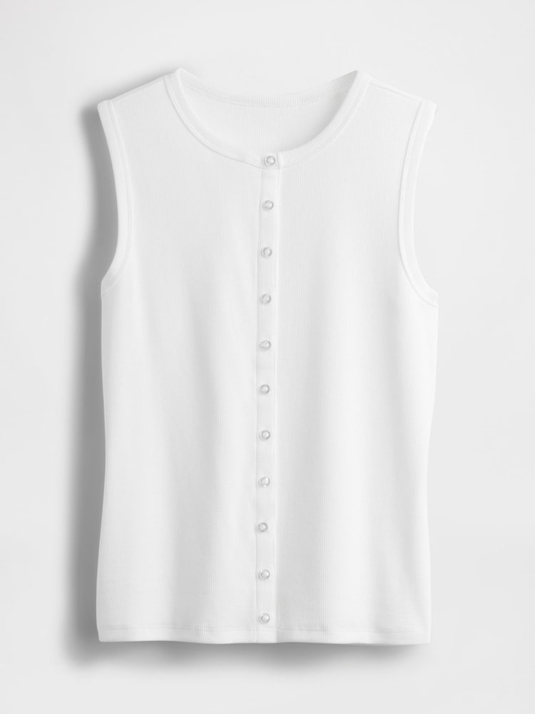 Gap White Cotton-Modal Modern Ribbed Cardigan Vest - Image 5 of 5