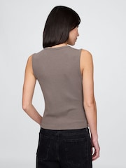 Gap Brown Cotton-Modal Modern Ribbed Cardigan Vest - Image 2 of 5