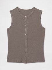 Gap Brown Cotton-Modal Modern Ribbed Cardigan Vest - Image 4 of 5