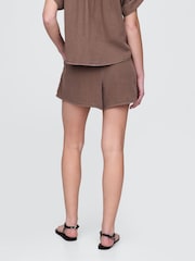 Gap Brown 100% Cotton Crinkle Gauze Easy Shorts - Image 2 of 5