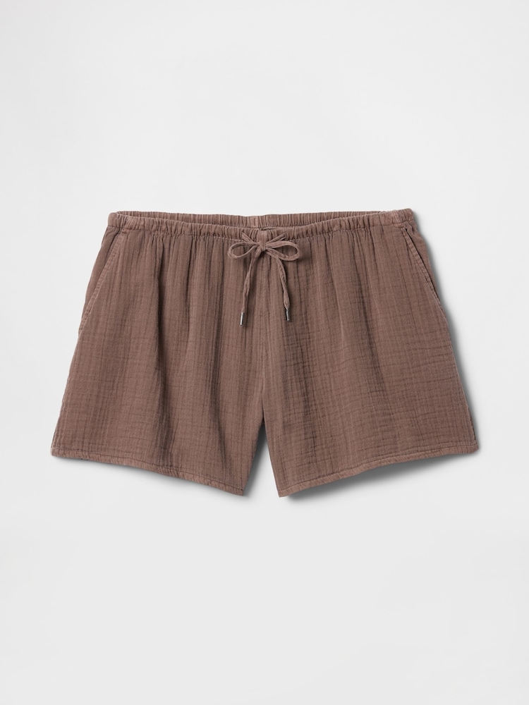 Gap Brown 100% Cotton Crinkle Gauze Easy Shorts - Image 5 of 5